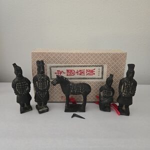 VTG 80s World's Eighth Wonder Qin Terracotta Warriors W Original Box 6 PCS
